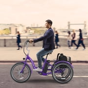 MOONCOOL 24/26 Electric Tricycle for Adults, 700W Peak Motor,7 Speeds Electric Trike w/ 36V 10.4Ah Removable lithium battery,3 Wheels Unisex Electric Bikes,16MPH,40Miles