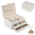thumbnail image 1 of Caja Joyero, Alajero Grande de 3 Niveles Relicario Incluido Caja de Almacenamiento para Guardar Collares, Anillos, Aretes, Reloj, Pulseras, Organizador de Joyas Alhajero, Diseño Elegante, 1 of 9
