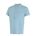 thumbnail image 1 of ITFABS Men's Casual Shirt, Solid Color Henley Neck Tops with Pocket and Buttons, 1 of 9
