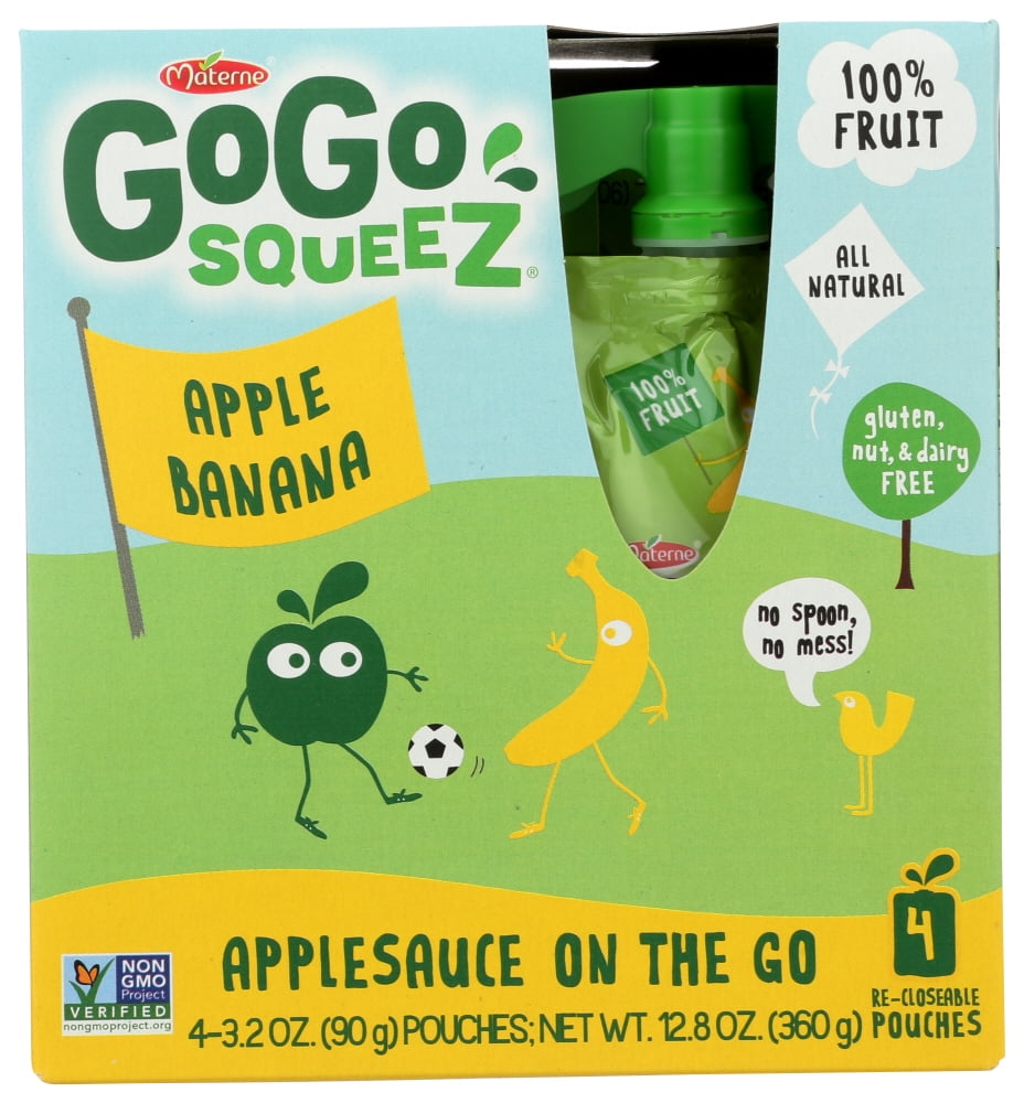 GoGo squeeZ Applesauce, Apple Banana, 3.2 Oz, 4 Count
