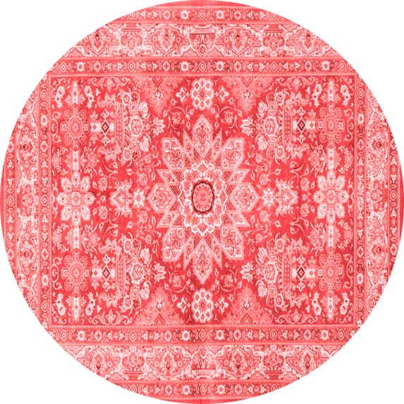 Ahgly Company Indoor Round Medallion Red Traditional Area Rugs, 5' Round