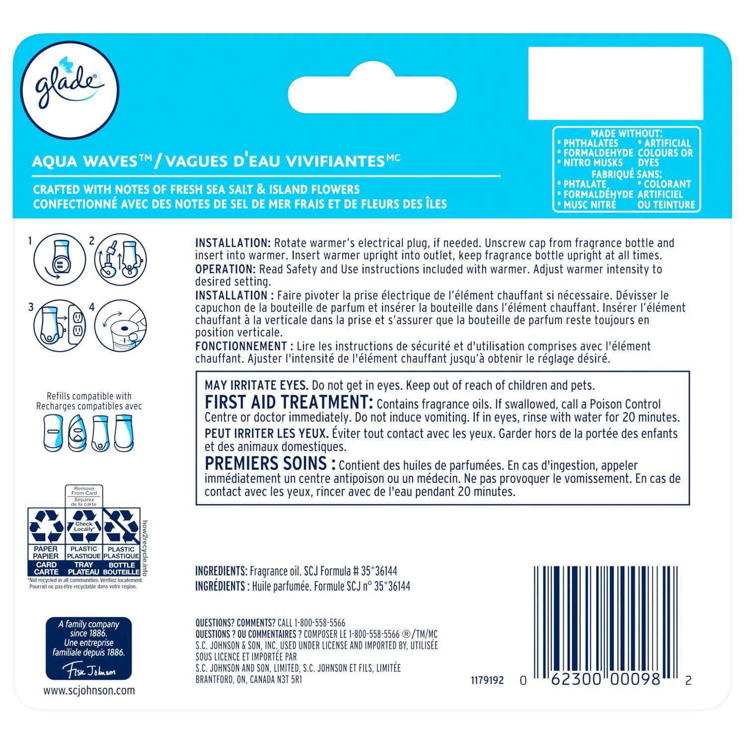 Glade PlugIns® Scented Oil 5 Refills - Aqua Waves™