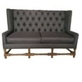 thumbnail image 2 of Benjara 63 Inch Sattee Bench Sofa, Tall Tufted Wingback, Gray Polyester Upholstery, 2 of 5