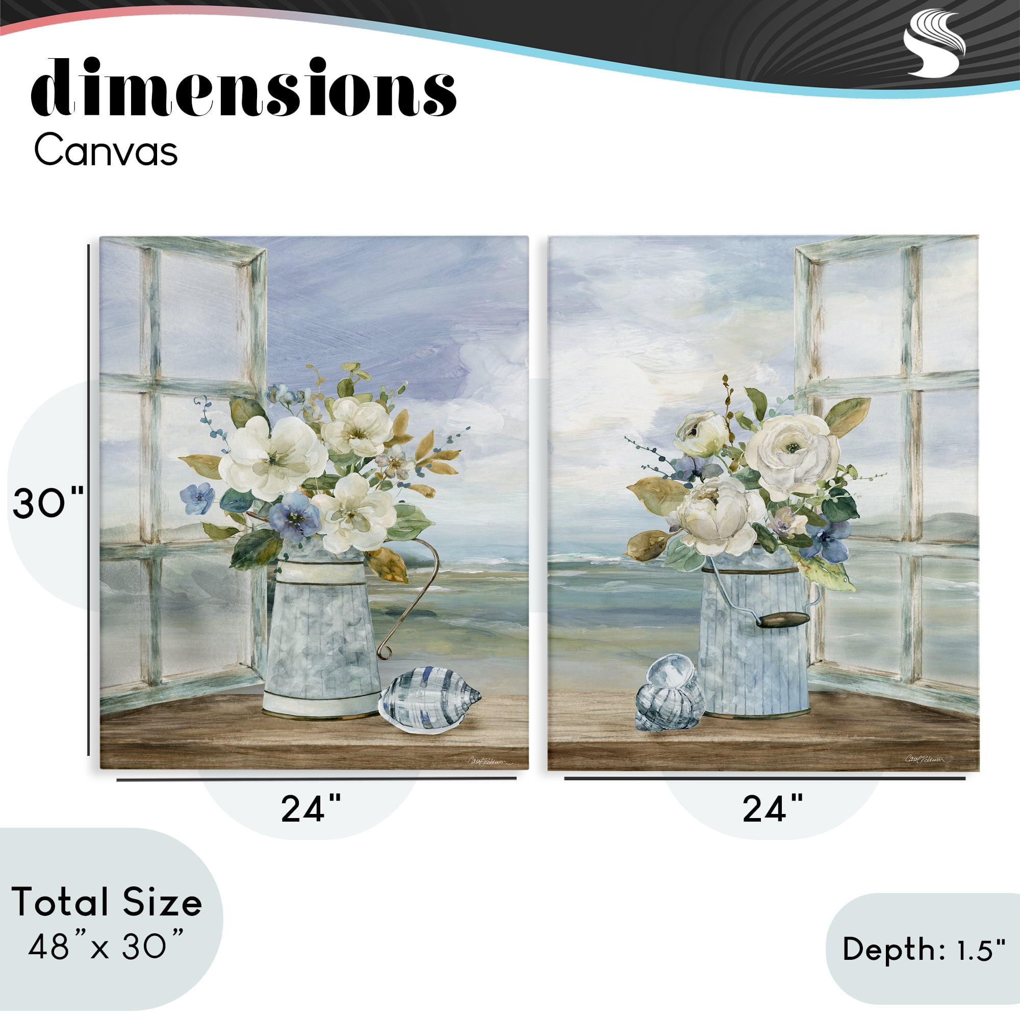 Stupell Industries Seaside Bouquets in Window 2 Piece Canvas Wall Art Set, design by Carol Robinson