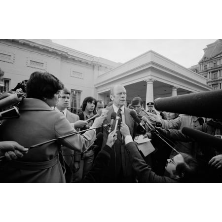 President Gerald Ford Speaking To Members Of The Press Outside The White House. Jan. 23 1975. History (36 x 24)