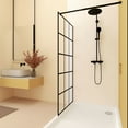 thumbnail image 2 of Noble House 34"x72" Framed Glass Shower Screen, Silk-printing Tempered Glass, Matte Black Finish, 2 of 8