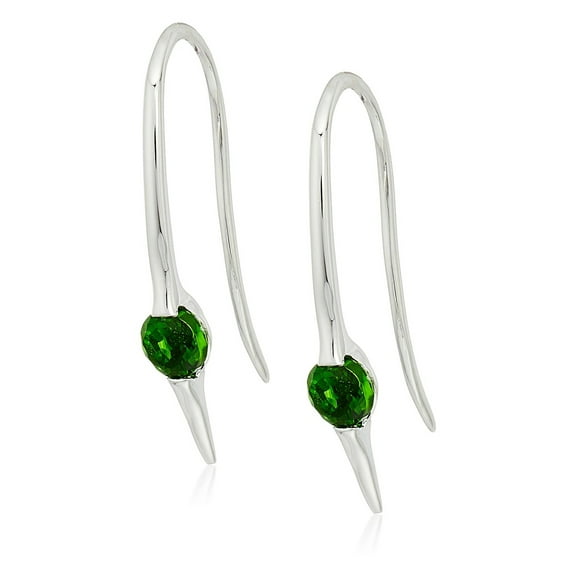 Sterling Silver Chrome Diopside Wire Drop Earrings