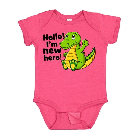 

Inktastic Hello I m New Here with Cute Baby Alligator Boys or Girls Baby Bodysuit