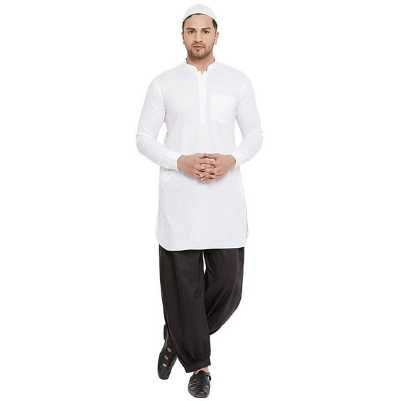 Mens Pure Cotton White EID Special Festive Kurta Pyjama Kurta Salwar Short Kurta