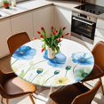 thumbnail image 2 of Blue Poppy Elastic Fitted Round Table Cover Watercolor Waterproof Outdoor Tablecloth for Holiday Party, Picnic, Patio & Dining Fits Tables Up to 45"-54", 2 of 8