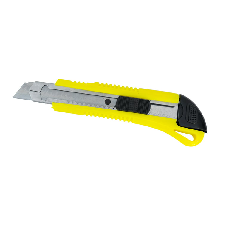 Heavy Duty Box Cutter - Retractable Utility Knife with Spare Blades,  Ergonomic Design, Built-In Storage, Safe Lock System, Ideal for Cardboard,  Paper