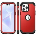 thumbnail image 2 of for iPhone 12/12 Pro Back Case, Phone Case Heavy Duty 2 in 1 Rugged Shockproof Protection Hybrid Hard PC Bumper Drop Protective Silicone for Girls Women Boys Men for iPhone 12/12 Pro, Red, 2 of 10
