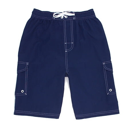 No Boundaries - Boy's Surfer-Length Cargo Swim Trunks
