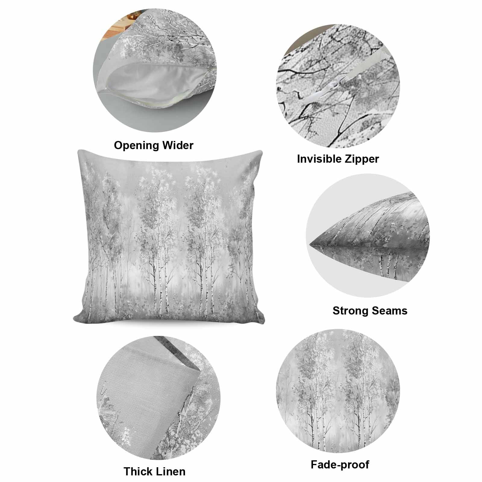 Pillow Covers 26x26 Inch, Grey Vintage Linen Pillowcase with Invisible Zipper, Modern Abstract Art Oil Paiting Decorative Throw Pillow Covers Cushion Case for Couch Sofa Bed Living Room