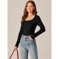 thumbnail image 2 of DARING DIVA Square Neck Sweater Bodysuit Blouse Tops L Black, 2 of 6