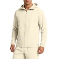 thumbnail image 2 of Sun Protection Hoodie Jacket for Men Long Sleeve Solid Color Zip Cardigan Polyester, 2 of 9