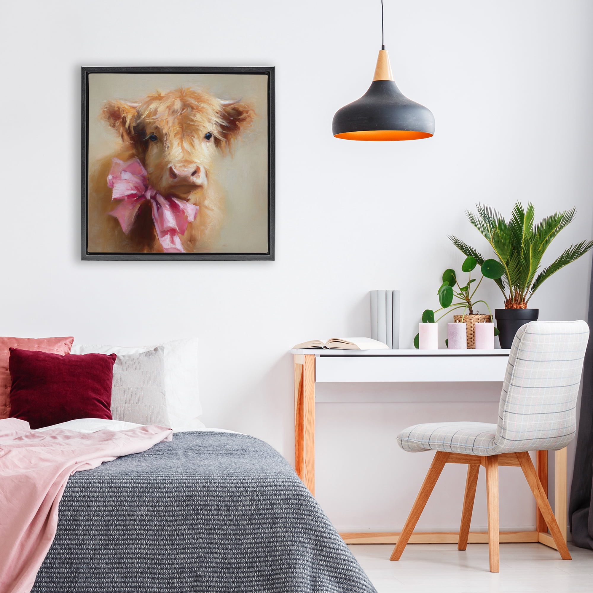 Stupell Industries Little Highland Sweetheart Black Framed Floater Canvas Wall Art, design by Tina LeCour