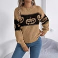 thumbnail image 1 of Chandail Tricoté Visage Citrouille Halloween Automne Hiver Couleur Unie Manches Longues Col Rond, 1 of 4
