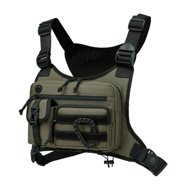 KLKCMS Chest Rig Bag Adjustable Strap Modern Chest Pouch for Cycling Walking Picnic Green