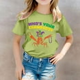 thumbnail image 2 of Who's Your Crawdaddy T Shirt for Kids Girls Boys Casual Crewneck Short Sleeve Shirts Letter Graphic Printed Funny Carnival Party Tee Tops Light Green 10-11 Years, 2 of 5