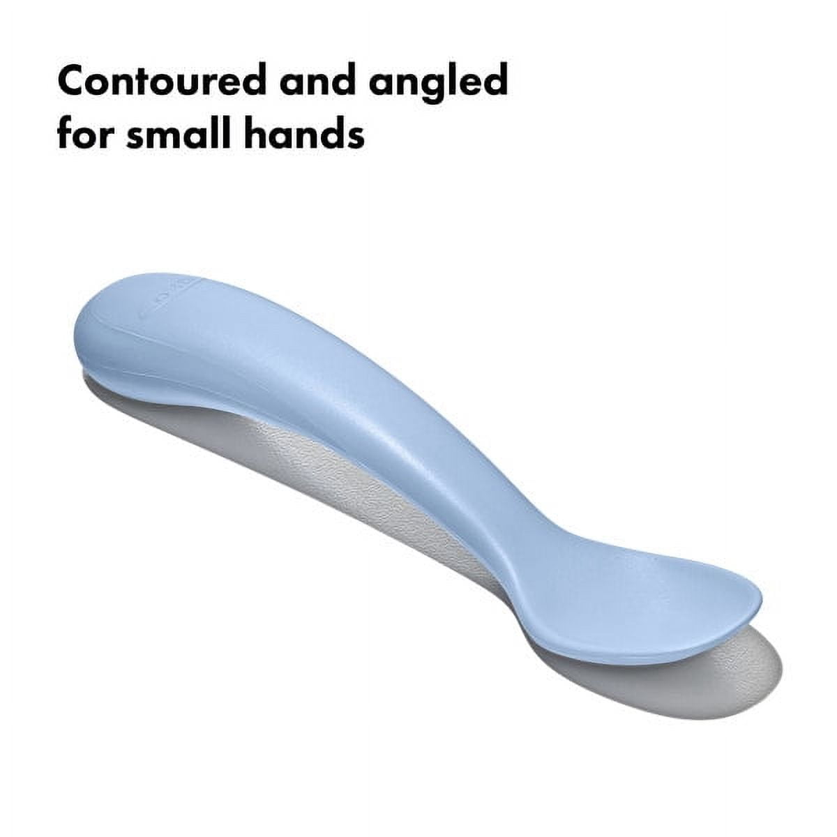 OXO Tot Baby Silicone Spoon 2-Piece Set, for ages 6+ Months, Opal and Dusk