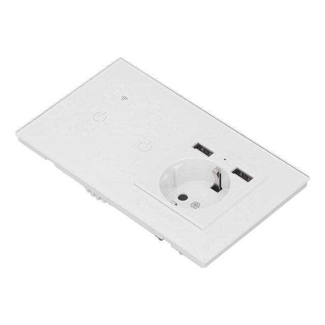 Enchufes Inteligentes, Wifi 146 Core 100-240V Ac Europeo Inteligente Enchufe Dual De 2 Vías Con Interruptor Oculto Blanco USB
