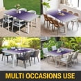 thumbnail image 5 of Purple Grey Ombre Table Cloths for 8 Foot Rectangle Tables, Farmhouse Gradient Minimalist Patio Waterproof Elastic Fitted Tablecloths, Washable Rectangular Table Cover for Camping, 5 of 8