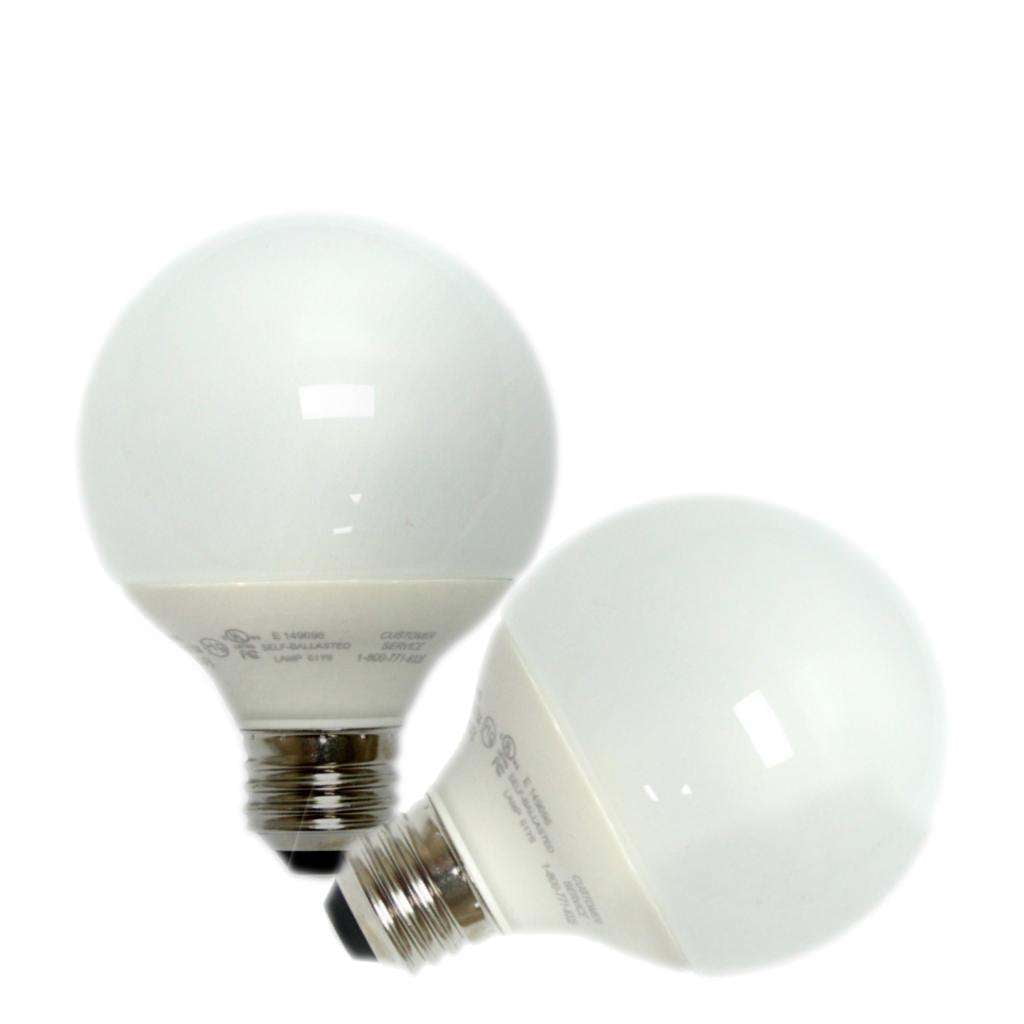 TCP 06299 8060092 2PK Globe Screw Base Compact Fluorescent Light Bulb