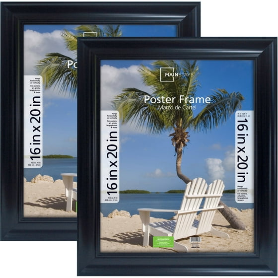 Mainstays 16x20 Wide Black Poster & Picture Frame, Set of 2