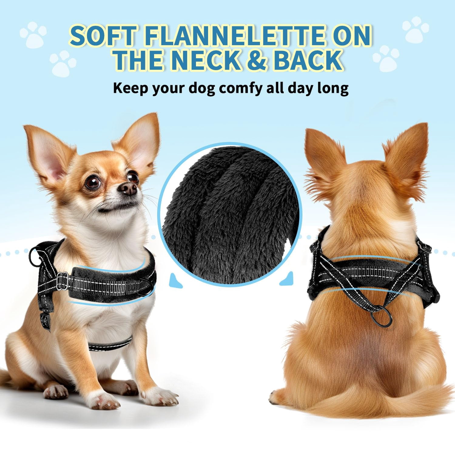 No Pull Small Dog Harness And Leash Set  Puppy Soft Vest Neck & Chest Adjustable Reflective Lightweight Anti-twist Pet Lead Combo For Medium Dogs (black Xs)
