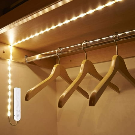 

T-T Warm White LED Strip Lights Dimmable Light Strip with Control Box Aesthetic Room Decor LED Lights For Bedroom Wardrobe Stair Pantry Cabinet Cupboard Locker Kitchen Cabinets (A)-0