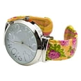 thumbnail image 4 of Blekon Collections Analog Quartz Women's Casual 40mm Case Big Face Floral Design Cuff Bangle Watch, 4 of 5