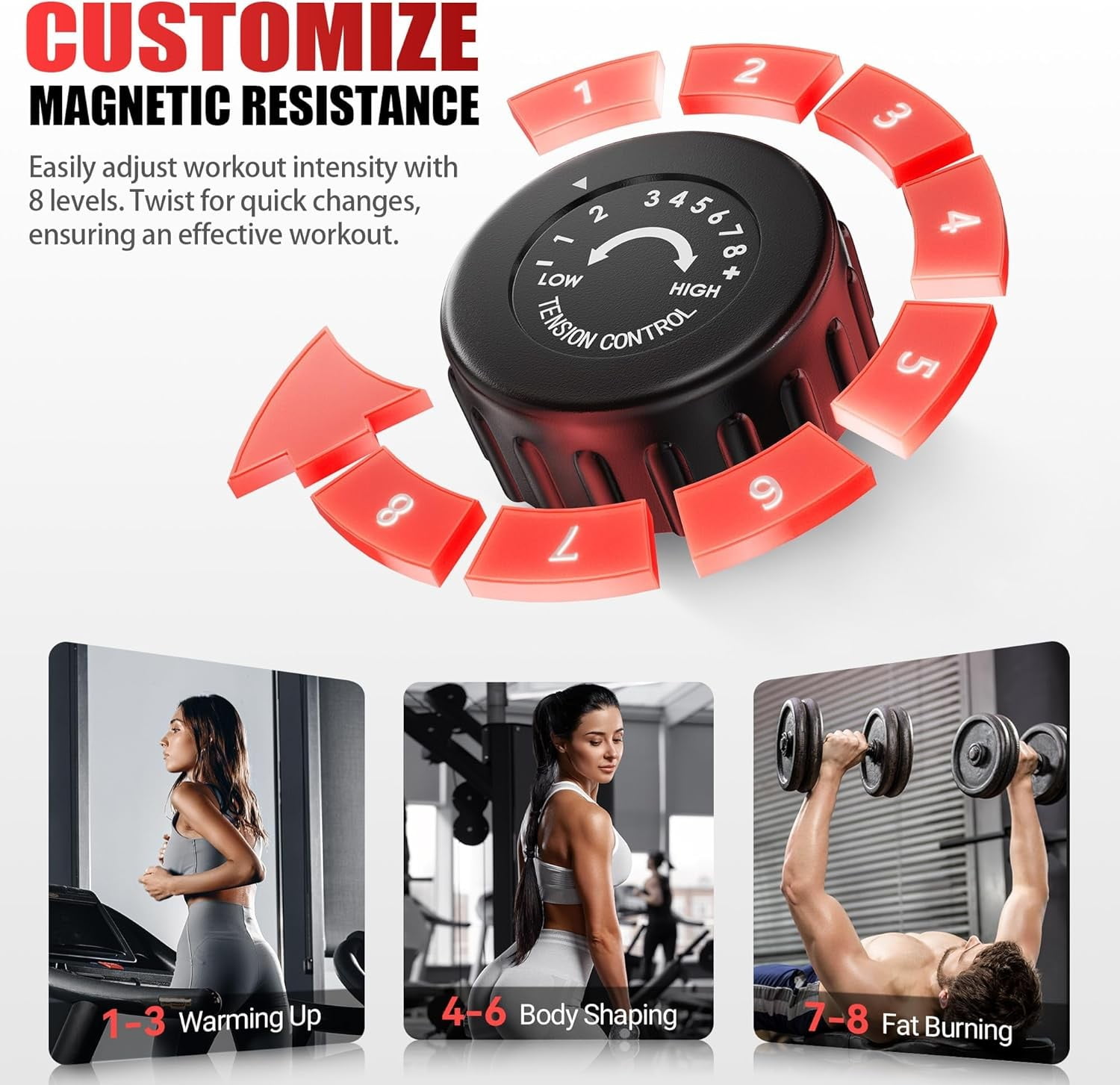 Elliptical Machine, Elliptical Exercise Machine for Home with Hyper-Quiet Magnetic Driving System, Elliptical Trainer with 15.5IN Stride, 8 Level Dynamic Resistance, 350LBS Loading Capacity