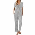 thumbnail image 4 of Tnhcen Women's 2 Piece Pajama Set Short Sleeve Top Pants Lounge Sets Summer Ladies Pjs Homewear Sets S-2XL, 4 of 6