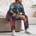 thumbnail image 7 of Fuzoiu Colorful Floral Skull A Print Men's Long-Sleeved Pajama,Lounge Button Down Nightwear,Mens Notch Collar Pajama Set -Small, 7 of 7