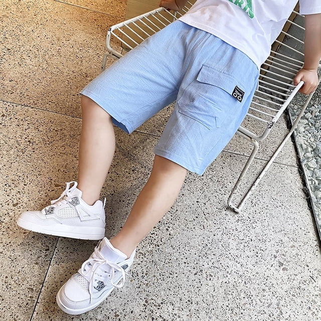 Pantalones cortos para niños, pantalones de verano para niños, pantalones de estilo coreano para niños de talla mediana y grande, pantalones casuales deportivos de verano finos y sueltos