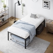 Zimtown 12 inch Twin Size Bed Frames Heavy Duty, Metal Platform Bed No Box Spring Needed, Black