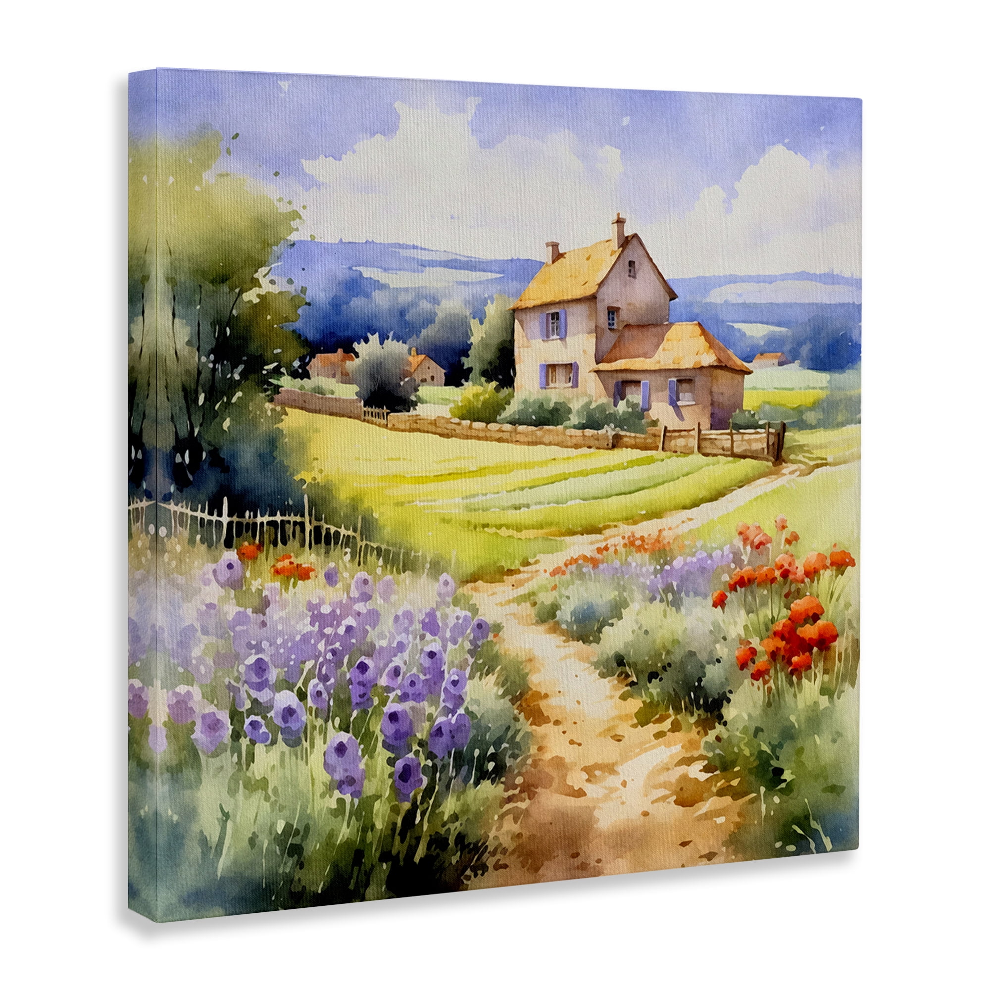 Stupell Industries Summer Lavender Farm Landscape & Nature Painting Wrapped Canvas Art Print Wall Art, 30 x 30