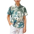 thumbnail image 7 of Ulanda Boys Hawaiian Shirt Short Sleeve Casual Button Down Beach Aloha Shirt Kids Summer Hawaii Shirts 5-14 Years (Light Green, 9-10 Years), 7 of 7