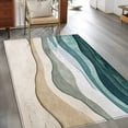 thumbnail image 3 of Abstract Wave Effect Washable Area Rugs 4'x6', Watercolor Blue Stripes Low Pile Throw Living Room Rug Non-Slip Sturdy Edge Binding Carpet for Indoor Entryway Bedside Kitchen, 3 of 9