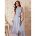 thumbnail image 5 of Baby Blue Sleeveless Tie Waist A-Line Maxi Dress For Women Elegant Vacation Dress, 5 of 7