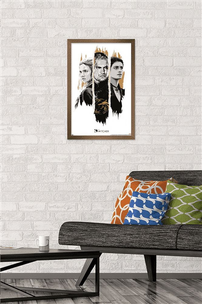 Netflix The Witcher Season 2 - Trio Wall Poster, 14.725" x 22.375", Framed