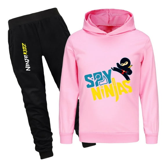 Boys Girls Ninja Kidz Set – 2-Piece Hoodie and Sweatpants for Kids – Cartoon Outfit for School or Play