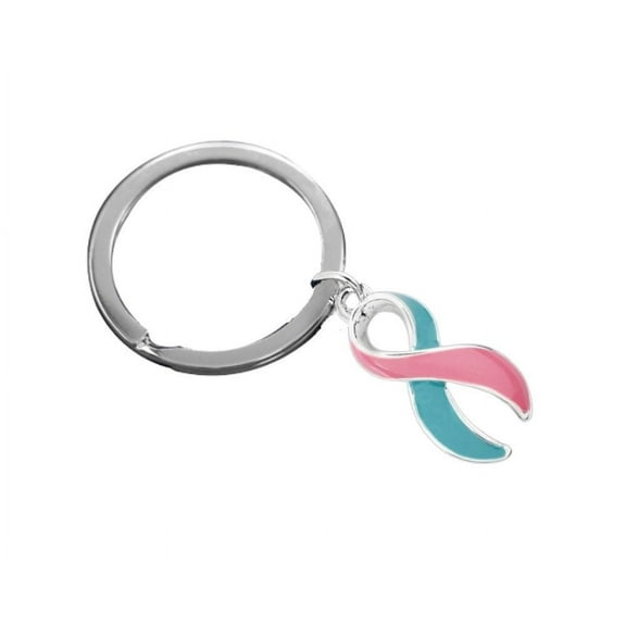 Pink & Teal Ribbon Split Style Key Chains