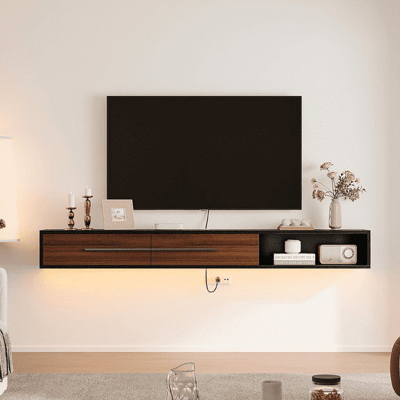 FloatiCasa 47-Inch Floating TV Stand Wall-Mounted, for TVs up to 50 Inches, Media Console for Bedroom Living Room