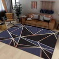 thumbnail image 3 of Abstract Black Blue Area Rug, Poly Design Rug, Geometric Rug, Abstract Rug, Gold Patterned Rug 5x6ft, 3 of 6