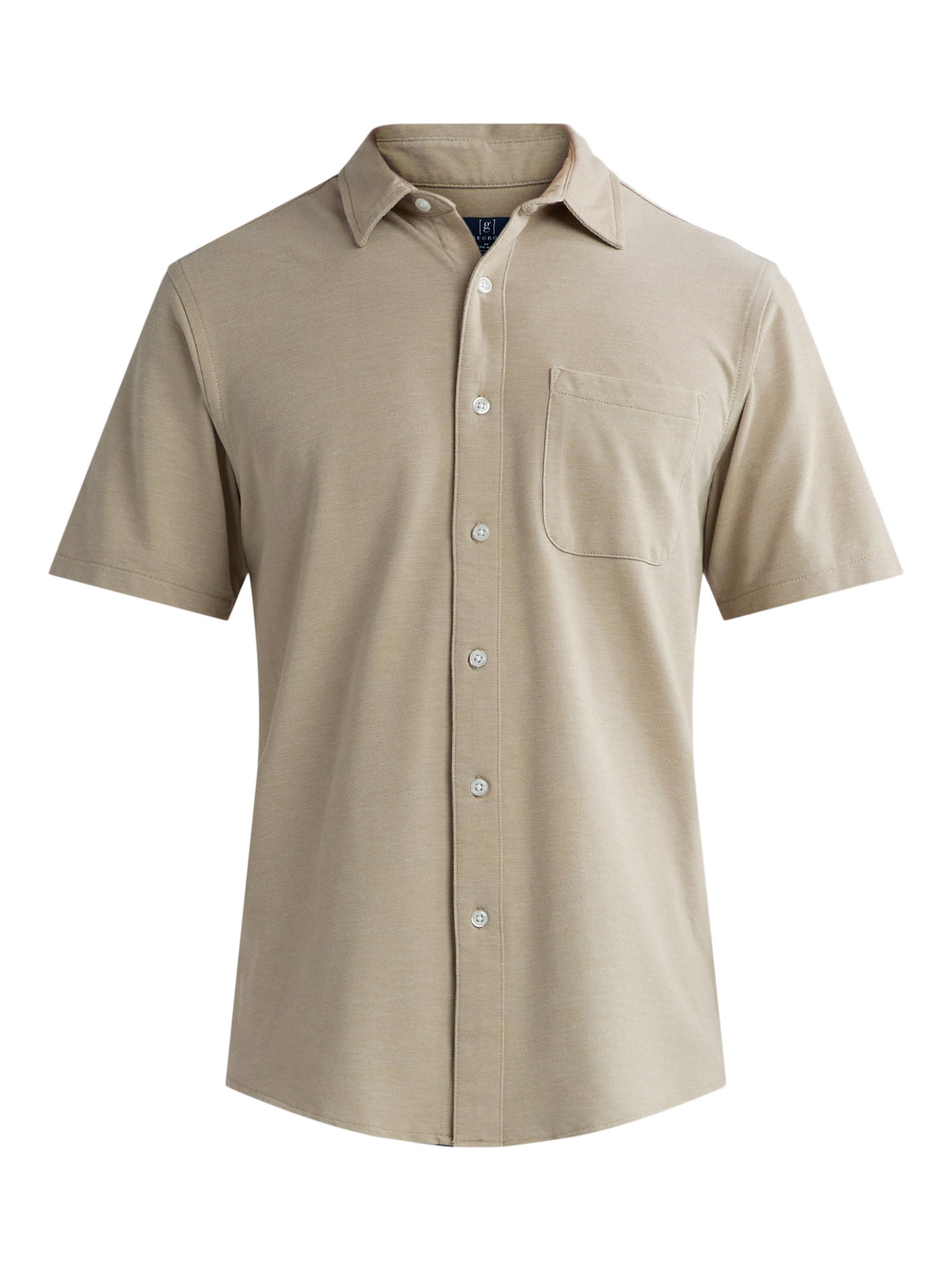George Men's Knit Botton Down Shirt, Sizes XS-3XL