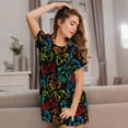 thumbnail image 3 of Fotbe Play Game Start Bata de Dormir para Mujer con Estampado, Camisón de Algodón de Manga Corta, Ropa de Dormir Casual, 3 of 6