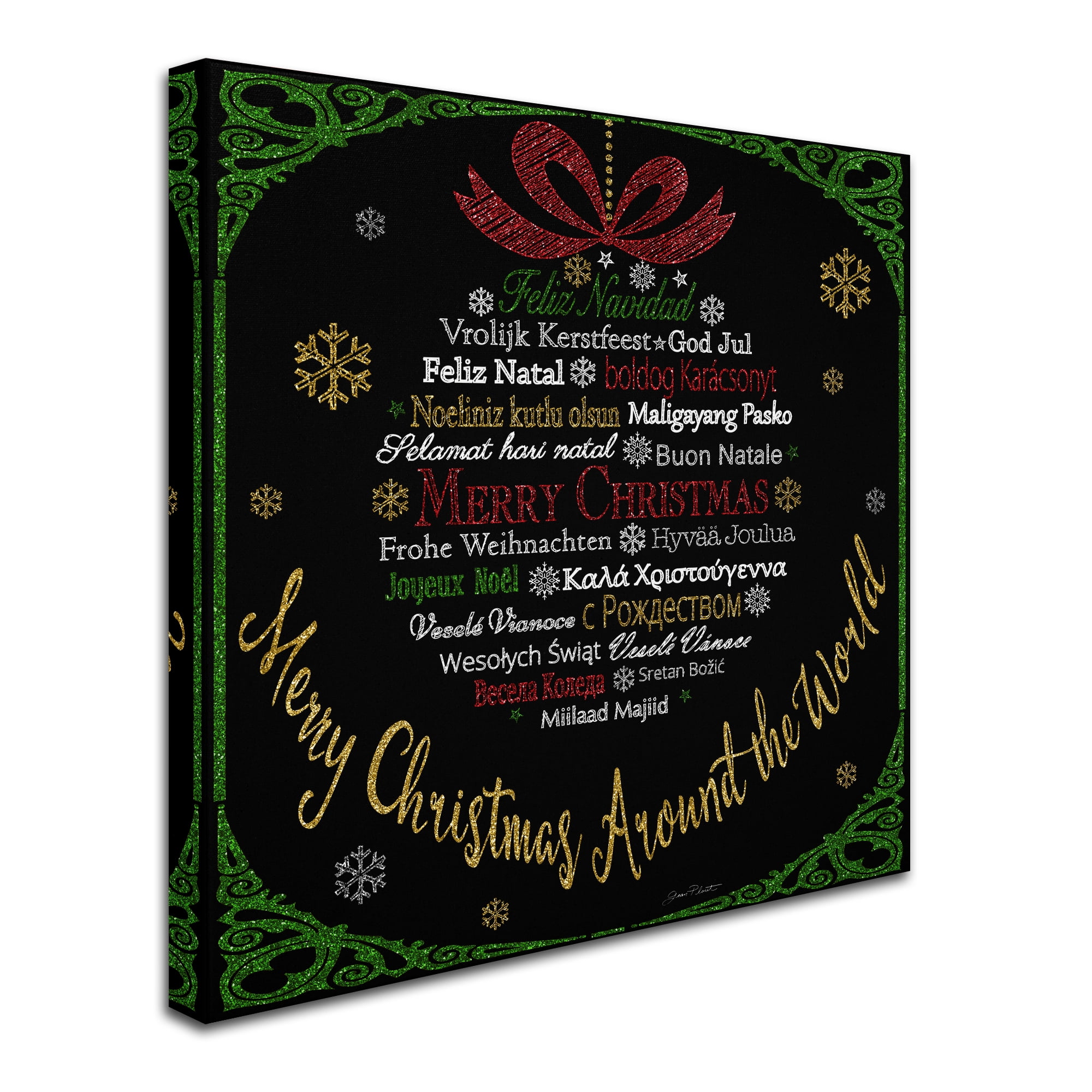 Trademark Fine Art 'Merry Christmas Glitter' Canvas Art by Jean Plout