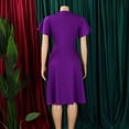 thumbnail image 5 of AURA Womens V Neck A Line Midi Dress Tie Strap Detail Short Sleeve High Waist Elegant Summer Work Dress with Zipper, 5 of 10